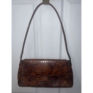Crocodile Brown Faux Leather Small Handbag‎ Shoulder Purse-Unbranded